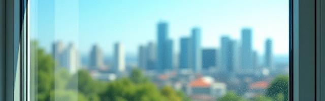 Sparkling clean window with a clear view outside, representing professional window washing.